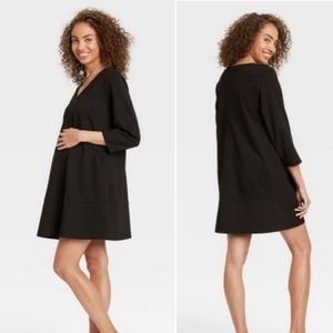 Hatch The Nines Ponte Little Black Maternity Mini Dress